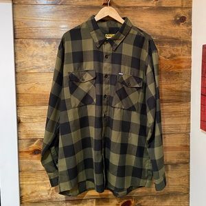 Dixxon Flannel Co Black Olive Green Long Sleeve Flannel Sz 3XL w/ Buttons